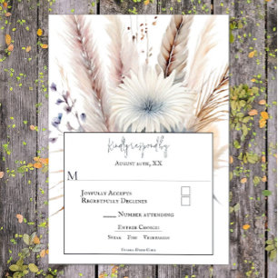 Winter Boho Floral Wedding Weiß RSVP Karte