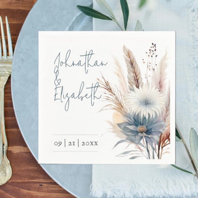 Winter Boho Floral Wedding | Weiß Serviette (White Winter Boho floral Wedding Paper Napkins)
