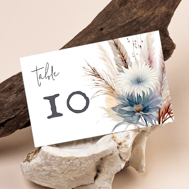 Winter Boho Floral Wedding | Weiß Tischnummer (White Winter Boho Floral Wedding Table Number Card)