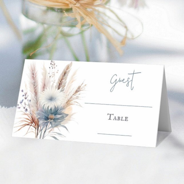 Winter Boho Floral Wedding | Weiße Platzkarte (Winter Boho Floral Wedding Place Card | White)