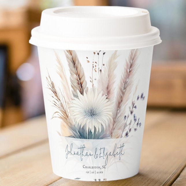 Winter Boho Floral Wedding | Whitepaper Pappbecher (White Winter Boho Floral Wedding Paper Cups)
