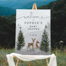 Winter Boho Woodland Baby Shower Board Schild