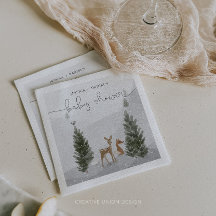 Winter Boho Woodland Babydusche Cocktail Napkin