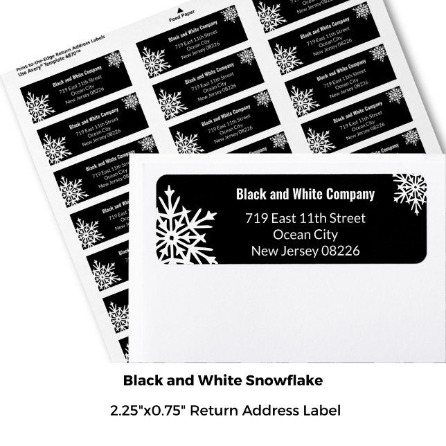 Winter Bold Black & White Snowflake Rücksendeadres (Von Creator hochgeladen)