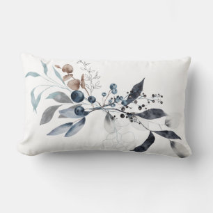 Winter Botanical Blue Hues Lumbar Pillow Lendenkissen