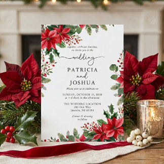 Winter Botanical Christmas Wedding Invitation Einladung