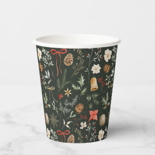 Winter Botanical Festive Weihnachtsfeier Pappbecher