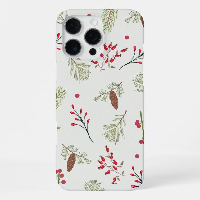 Winter Botanical Pine & Berry' iPhone-Hülle iPhone 16 Pro Max Hülle (Rückseite)