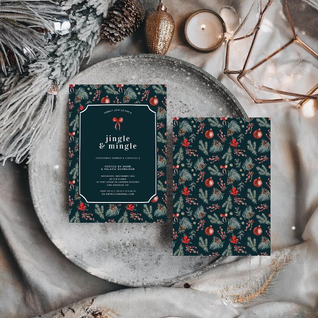 Winter Botanicals Coquette Bow | Christmas Party Einladung (Von Creator hochgeladen)