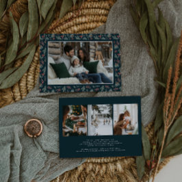 Winter Botanicals Coquette Bow | Elegant Photo  Feiertagskarte