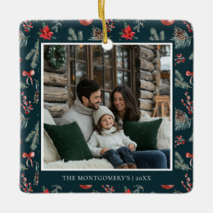 Winter Botanicals Elegante Foto Weihnachten Keramikornament