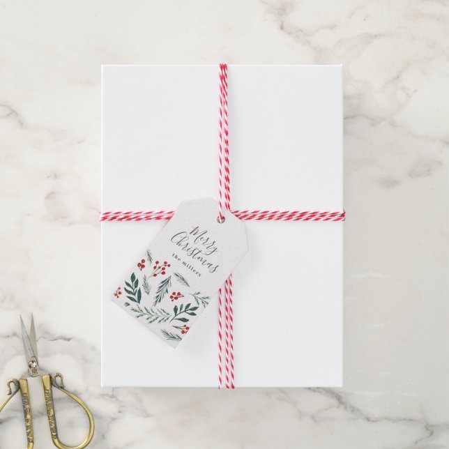 Winter Botanicals Eleganter Urlaub Weihnachten Geschenkanhänger (Mit Garn)