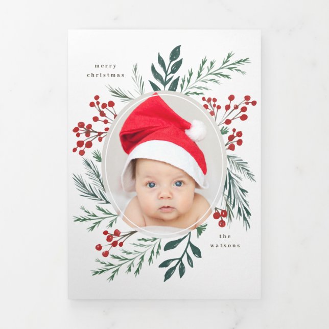 Winter Botanicals Elegantes Weihnachtsgeschenk - F Dreifach Gefaltete Einladung (Cover)