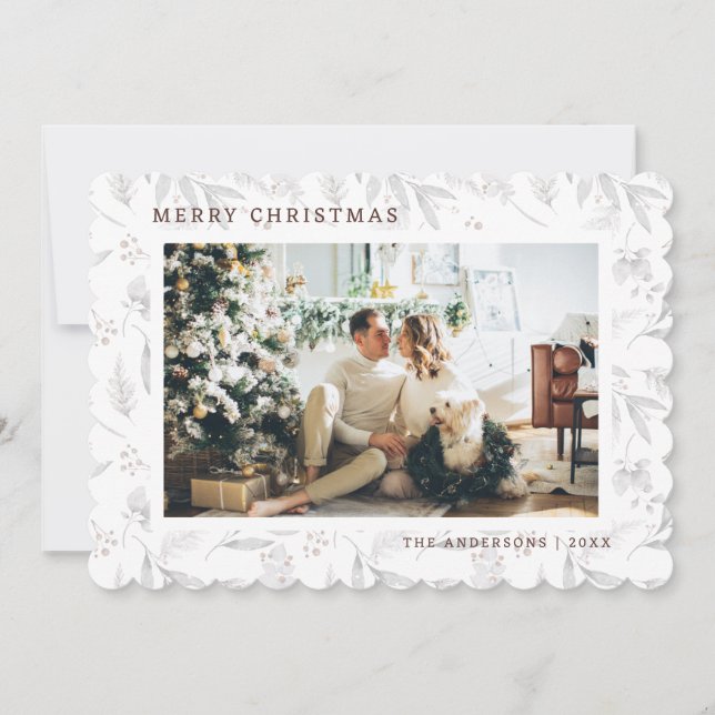 Winter Botanicals Foto Frohe Weihnachtskarte Feiertagskarte (Vorderseite)