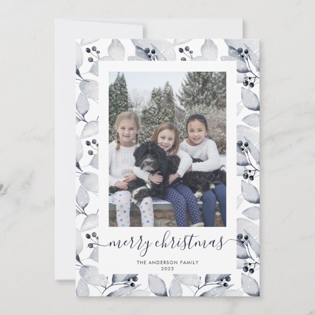 Winter Botanicals Foto Frohe Weihnachtskarten Feiertagskarte (Vorderseite)