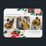 Winter Botanicals | FOTO Magnet<br><div class="desc">Lassen Sie sich mit unserem Foto Magneten für den Winterurlaub in Botanicals von 3 Ihrer Lieblings-Fotos abheben. Der Urlaubsmagnet umfasst 3 weiße Fotos mit roten und rosafarbenen Blume,  grünen Blätter und goldenen Akzenten. Personalisieren Sie die Foto Magnete,  indem Sie einen Gruß,  Ihren Namen und das Jahr hinzufügen.</div>