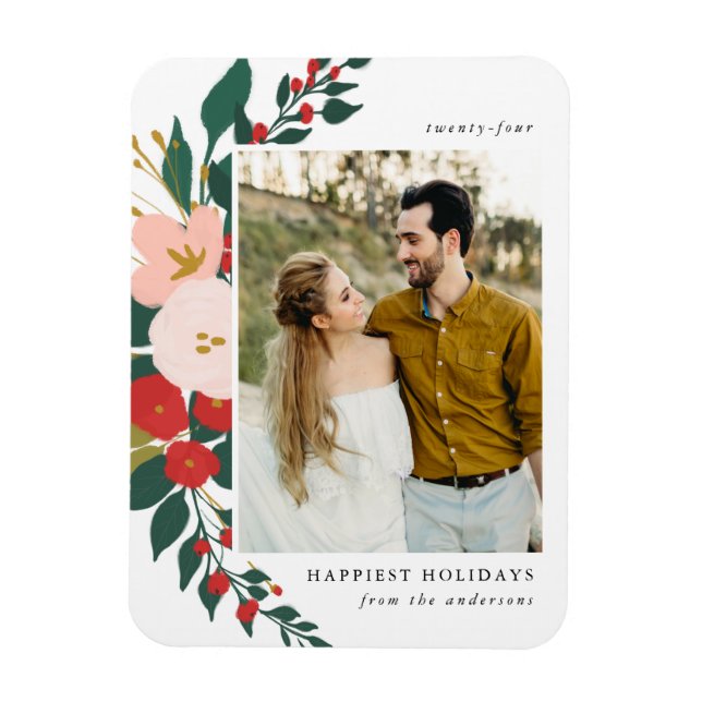 Winter Botanicals | Holiday Foto Magnet (Vertikal)