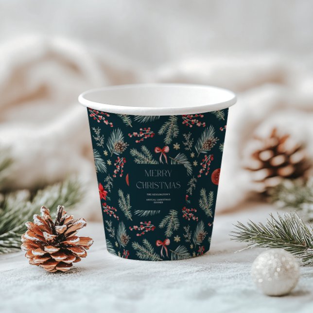 Winter Botanicals | Monogramm Weihnachten Pappbecher (Von Creator hochgeladen)