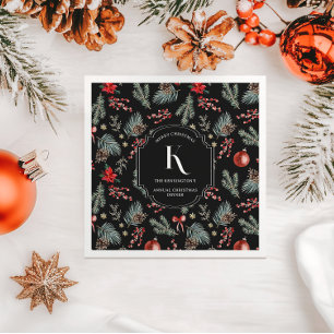 Winter Botanicals Monogramm Weihnachten Serviette