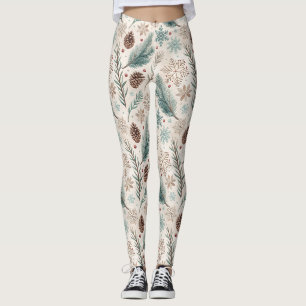 Winter Botanicals & Schneeflocken - Rustikale Feie Leggings