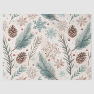 Winter Botanicals & Schneeflocken - Rustikale Feie Seidenpapier