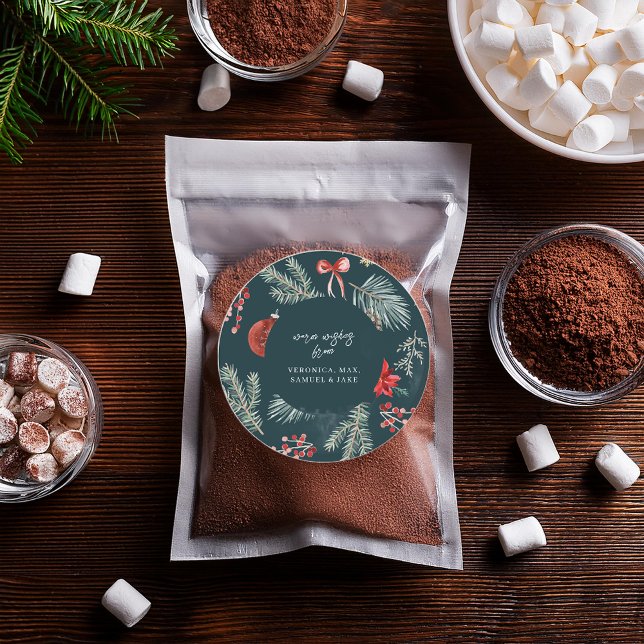 Winter Botanicals | Weihnachtsgeschenk-Aufkleber Runder Aufkleber (Von Creator hochgeladen)