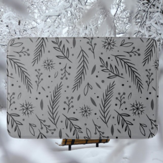 Winter Botanische Badematte - Grau mit schwarzen B (Von Creator hochgeladen)
