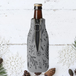 Winter Botanische Getränkekolle - Grau & Schwarz Flaschenkühler