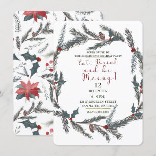 Winter Botanische Pine Berry essen Drink sei fröhl Einladung