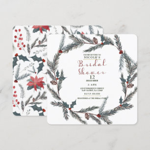 Winter Botanische Pine Berry Wreath Brautparty Einladung
