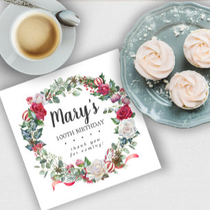 Winter Botanische Rose 100. Geburtstag Elegant Serviette