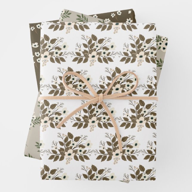 Winter Botanische Wasserfarbe Rosa Blütenfarbe Geschenkpapier Set (Beispiel)