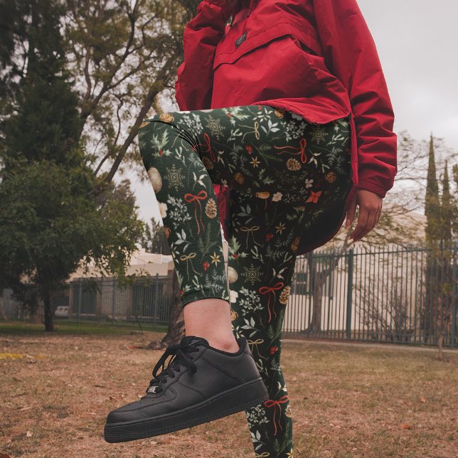 Winter Botanisches Festfest Weihnachten Leggings (Von Creator hochgeladen)