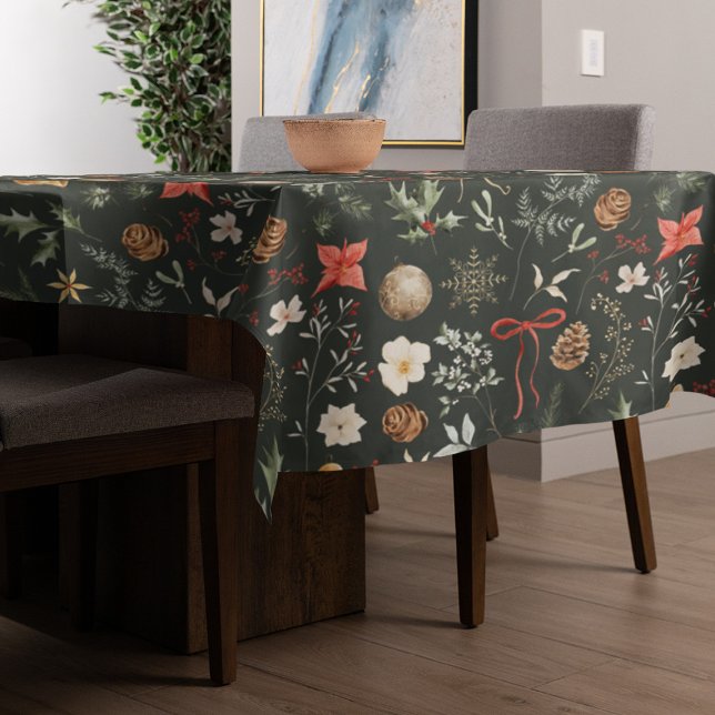 Winter Botanisches Festfest Weihnachten Tischdecke (Von Creator hochgeladen)