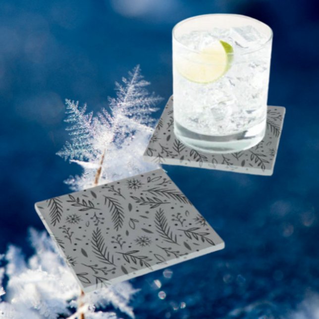 Winter Botanisches Glas Untersetzer - Elegantes Gr (Von Creator hochgeladen)