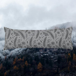 Winter Botanisches Kissen - Grau