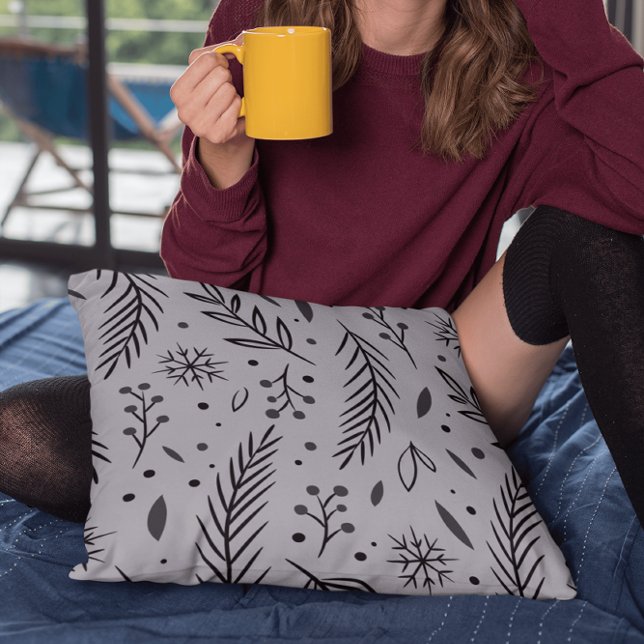 Winter Botanisches Kissen - Grau (Von Creator hochgeladen)