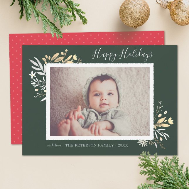 Winter Bouquet Happy Holidays Fotokarte Karte (Von Creator hochgeladen)