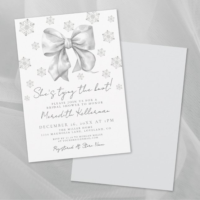 Winter Bow Bridal Dusche Einladung (Winter Bow Bridal Shower Invitation)