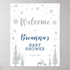Winter Boy Baby Dusche Begrüßungszeichen Party Poster