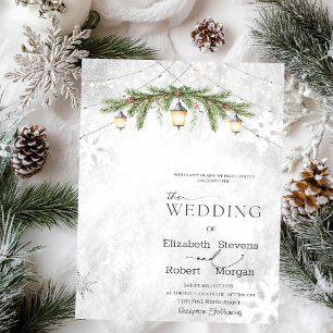 Winter Branches Lantern Snowflakes Hochzeit Einladung