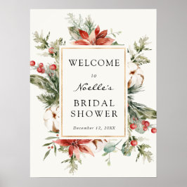 Winter Brautparty Evergreen Poinsettia Willkommen Poster