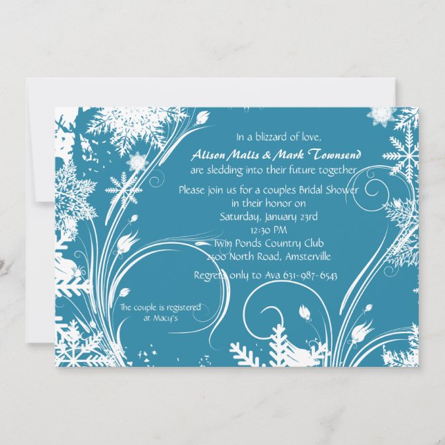 Winter Bridal Dusche Einladung (Vorderseite)