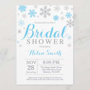 Winter Bridal Dusche Einladung Blaue Schneeflocke