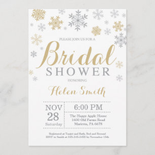Winter Bridal Dusche Einladung Gold Snowflake