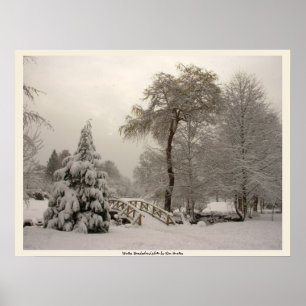 Winter Bridge Art Print Winter Forest Poster