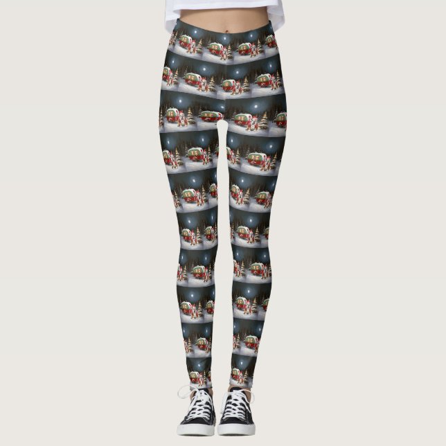 Winter Bulldog Caravan Christmas Adventure  Leggings (Vorderseite)