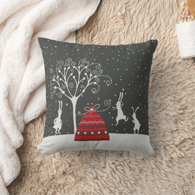 Winter Bunnies Throw Kissen (Decke)