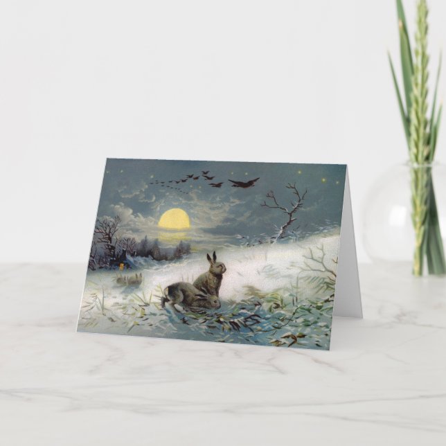 Winter bunnys Weihnachtskarte Feiertagskarte (Vorderseite)