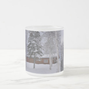 Winter Cabin Park Schneefall Arktische Kunst Baumz Mattglastasse